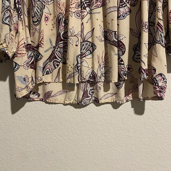 A.N.A Woman's Ivory Lace Top‎ Blouse All Over Butterfly Print Size XL 3/4 Sleeve - Picture 8 of 13